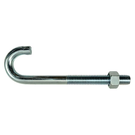 Midwest Fastener 1/2-13 x 7/16" x 1" x 6" Zinc Plated Steel Coarse Thread J-Bolt 10PK 52300